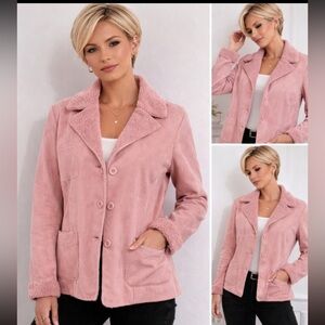 VENEZIA Pink Microsuede Faux Sherling Jacket